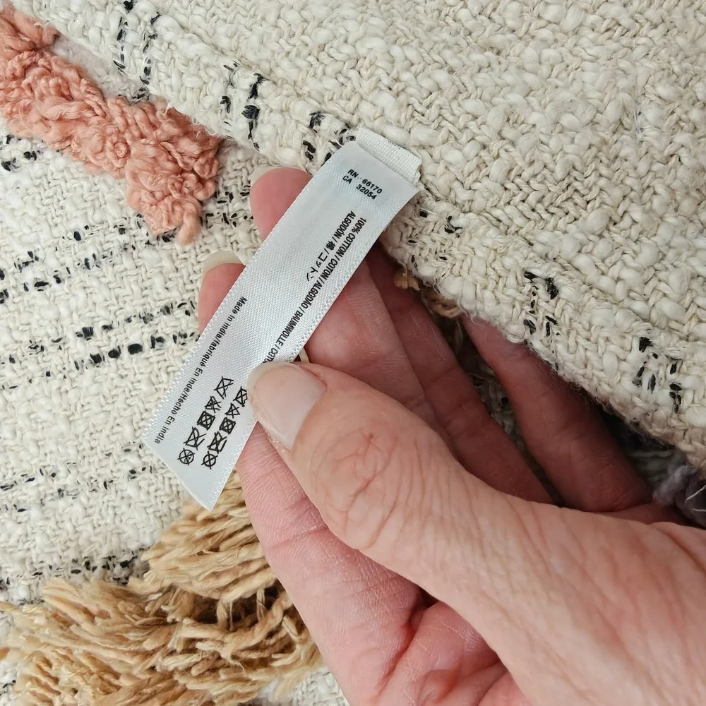 Urban Outfitters Tapestry Cream Multi Tufted Geometric Tassel Boho Aesthetic